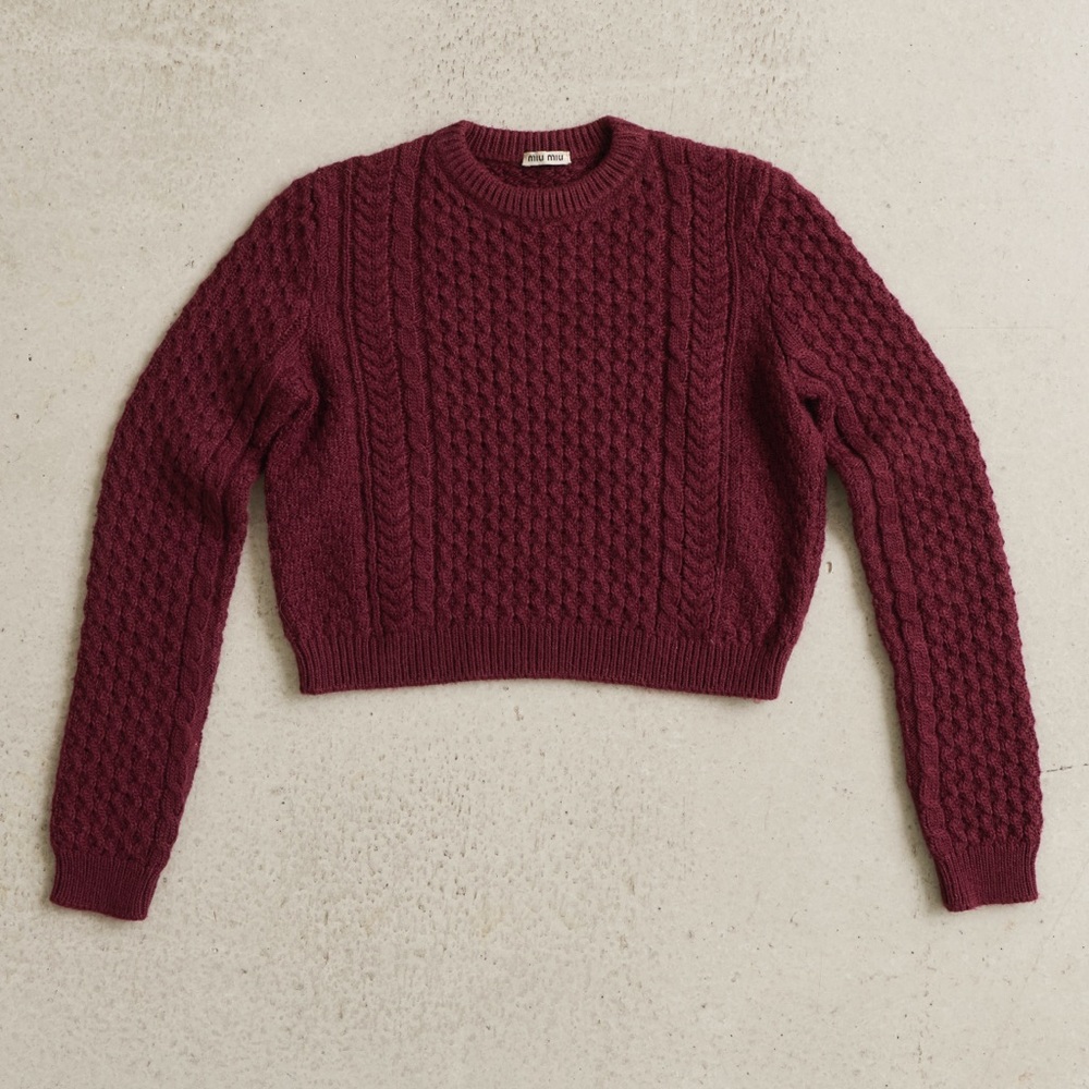 Miu Miu Cropped Cable Knit Sweater 36 XS